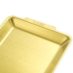 ZENFUN 3 Pack 304 Stainless Steel Serving Platters, 12.6" Rectangle Metal Dinner Plates with Handles, Decorative Organizer Trays for BBQ, Dining, Party, Buffet, Appetizer Serving(Gold)