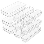 3 Pack Clear Plastic Drawer Organizer Tray Cutlery Utensil Makeups Drawer Silverware Organizers 12" X 6"&12＂X3＂(9Pack) - size: 9 Pack Mixed Sizes (12"x3", 12"x6") Clear Plastic
