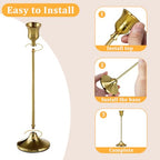 6Pcs Candlestick Holders,Brass Gold Metal Taper Candle Holder for Pillar Candles Sticks Holder for Wedding Fireplace Table Centerpiece Mantel Housewarming Gift - color: Gold