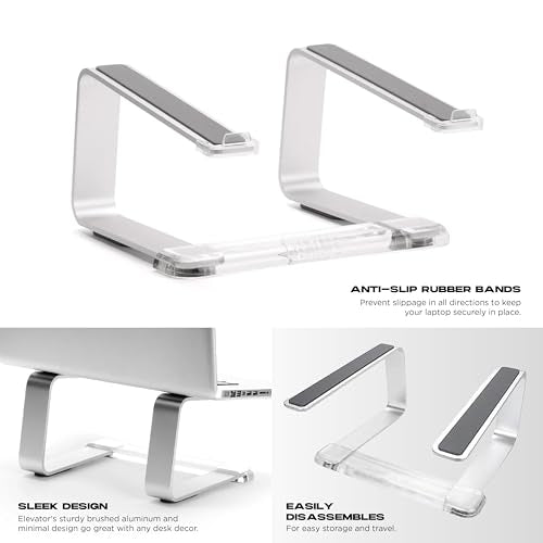 Griffin Elevator Laptop Stand - Ergonomic Computer Riser & Laptop Mount Made of Sturdy Brushed Aluminum - Supports Posture & Elevates Workspace with a Minimal Design, Classic Clear (2.5 Oz)
