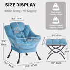 Tiita Lazy Chair with Ottoman, Blue Chiars Modern Large Accent Armchair, Comfy Leisure Sofa Reading Chair with Footrest for Bedroom, Living Room, Dorm Rooms, Garden, Velvet Light Blue - color: Light Blue