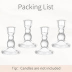 Glass Taper Candle Holders: Crystal Clear Candlestick Holders Modern Small Candle Stick Holder for Wedding Table Centerpiece Party Dinning Home Christmas Set of 4 - size: 4Pcs
