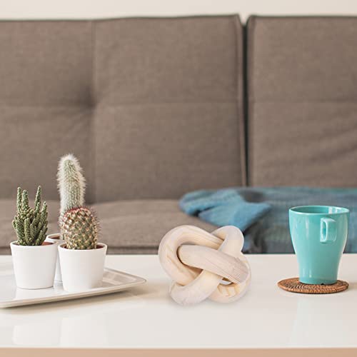 Jlong Wood Knot Decor, 3-Link Wood Chain Link Coffee Table Decor, Small Shelf Decor Accents, Hand Carved Modern Farmhouse Boho Wooden Knot Decorative Chain Wood Decor for Living Room Bedroom Office - color: Natural