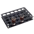 NBEADS 24 Shot Glass Tray Holder, Black Bar Acrylic Shot Glasses Holders Wine Glass Cup Serving Tray Cups Organizer Shot Glass Display for Party Bar Club, Hole: 1.5 Inch - color: Black