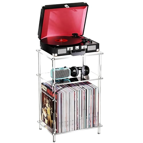 Acrylic Side Table Clear 3-Tier End Table for Living Room, Office, Hallway, Bedroom Small Bedside Table - size: Small