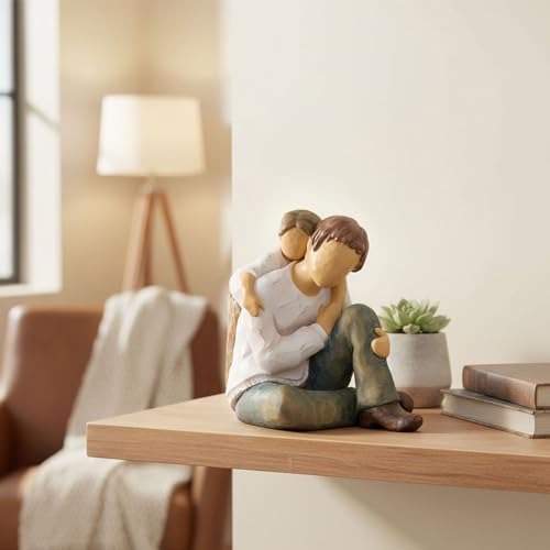 NAN ZAI NAN FANG Father Daughter Figurine Personalized Birthday Fathers Day Valentines Gifts for Dad from Daughter 4.7" Resin Hand Painted Sculpture in Memory of Dad Statues for Home Decor - style: Father and Child
