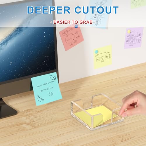 WINFFOR Acrylic Notepad Holder Dispenser - 3x3 in Sticky Note Memo Holder for Desk Organizer (W/O Pads) Office Desk Accessories School Supplies, Crystal Clear - color: Crystal Clear