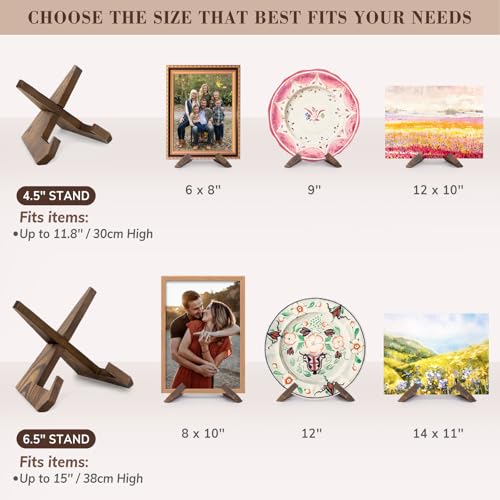 ANBOXIT Plate Stand for Display - 6.5 Inch Plate Holder Display Stand, Wooden Picture Frame Holder, Decorative Table Top Easels