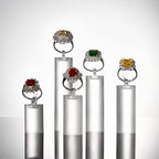 Oirlv Acrylic Jewelry Display Stand Ring Showcase Display Holder 7 PCS Rings Stand (White Frosted) - color: Transparent Frosted