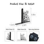 Metal Flower & Book Design Decorative Bookends – Cute Bookends for Shelves, Reading Room Decor for Book Lovers