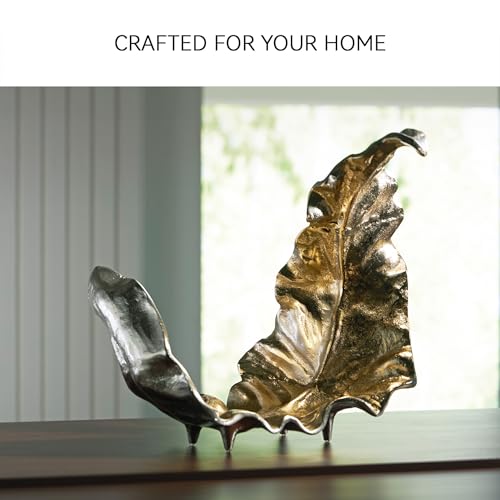 Signature Design by Ashley Darinsen Modern Metal Leaf Sculpture, Gold & Silver