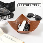 KINIVA PU Leather Jewelry Valet Tray for Men Women,Small Key Bowl for Entryway Table,Portable Travel Catchall Dice Tray (Bowl-Brown-2pcs) - style: Bowl-Brown-2pcs