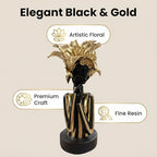 Lescafita African Woman Art Sculpture with Gold Floral Crown, Exquisite African Statue, Emotional Modern Home Art Gift for Various Settings Such as Home, Bookshelves, desks, or Offices(10.83 inch - color: 711-gold M