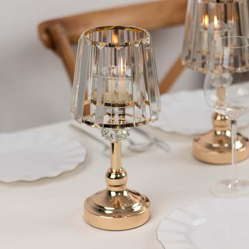 Efavormart 2-Pack 11" Gold Candle Lamp Centerpiece, Minimalist Nordic Glass Votive Holder Set for Wedding Tables & Home Décor - color: Classic Empire | Gold, size: 11"