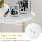 Hosfais Small Side Table End Table, C Shaped Oval Coffee Table, Wooden TV Tray for Living Room, Bedroom, Couch, Small Spaces (White) - color: White, size: Oval
