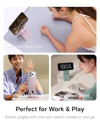 MOFT Phone Tripod Stand Selfie Stick for iPhone, Multi-Angles iPhone Stand, Lightweight & Portable Phone Holder, Strong Magnets, MOVAS Vegan Leather, Travel Essentials, Peach Pink (Without Card Slot) - color: Peach Pink x Without Card Slot, size: Wthout C