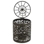 Vintage Iron Candle Holder Protection Elegant Style Tea Light Holders Terrace Party Ambience (B Brush Gold)