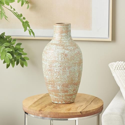 Deco 79 Ceramic Decorative Vase Antique Style Textured Patina Centerpiece Vase, Flower Vase for Home Decoration 10" x 10" x 20", Brown - color: Brown, size: 10" x 10" x 20"
