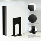 Book Ends for Shelves, 4 Pack Metal Bookends, Compact Book Stopper for Small Books, CDs, Vinyl Records, Desk & Classroom Organizer, 3.9x2.8x5.2 Inch, Gift for Book Lovers