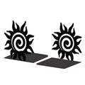 Peacoblue Metal Bookends for Shelves, Modern Decorative Heavy Duty Study Book Support Stoppers for Office, Desk, Shelf, Room 5.3"x4.3"x5.5" Cast Iron Simple Tall Bookends, 1 Pair (Sun) - style: Sun