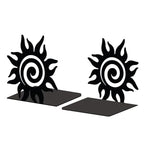 Peacoblue Metal Bookends for Shelves, Modern Decorative Heavy Duty Study Book Support Stoppers for Office, Desk, Shelf, Room 5.3"x4.3"x5.5" Cast Iron Simple Tall Bookends, 1 Pair (Sun) - style: Sun
