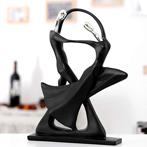 DreamsEden Romantic Couple Art Dancing Sculpture, Anniversary Wedding Statue Abstract Ornament Figurine Home & Office Decor (Double Dance) - color: Black, Dance