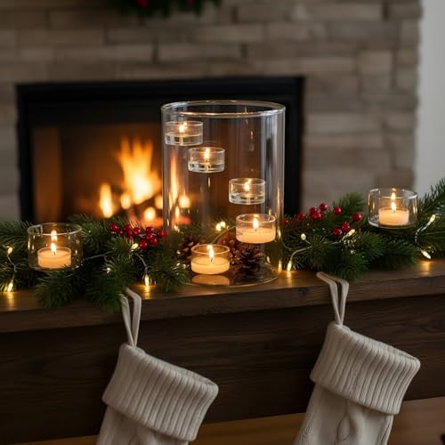 Glass Hurricane Candle Holder for Tea Light, Clear Cylinder Pillar Candle Holder for Table Centerpiece Decorations, Hurricane Glass Candle Holders for Dining Room Wedding Parties Home Decorations - size: Size.02