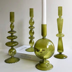 Candle Stick Candle Holder, Glass Candle Holders for Table Centerpiece, Modern Style Green Candle Holder Mixed 4pcs - color: Green