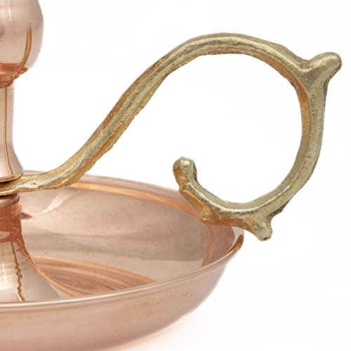 Copper Handmade Candle Holder for Rustic Home Decor with Handle Metal Candle Holders for Pillar Candles Gothic Decor Candlestick Holders (Copper) - color: Copper