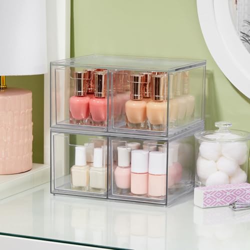 STORi Chloe Space-Saving Clear Drawer Organizer (4 Tall Drawers) Sort Office, Kitchen, Beauty Supplies, Makeup, Pens, Jewelry, Stationary, Made in USA - style: 3.5"W x 3.5"H Drawers (Set of 4)