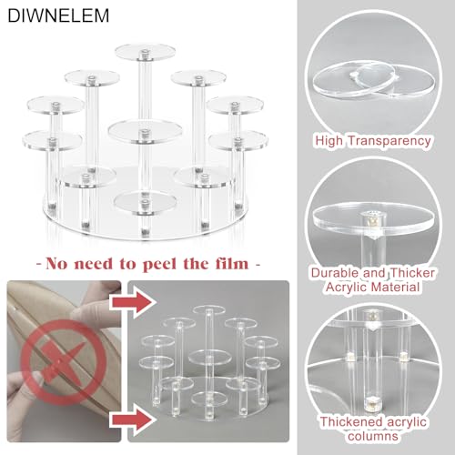 DIWNELEM Round Acrylic Jewelry Stand Acrylic Display Riser Stands Dessert Tower Display Tower for Watch,Jewelry,Rings,Earrings,Mini Figurines,Cupcakes(Clear,11Tier) - size: Clear-11 Tier