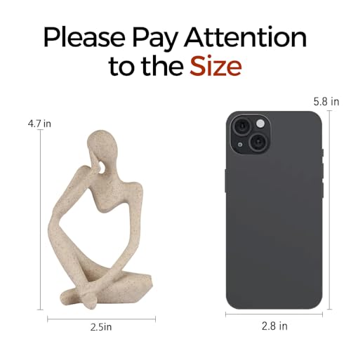 1PC Abstract Thinker Sculpture Statue, Sandstone Resin Art Figurine for Home Office Bookshelf Desktop Decor, Small Sandstone, Left