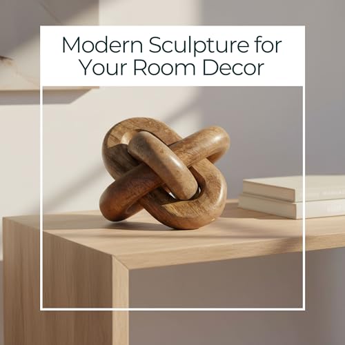 Wood Sculpture Decorative Object – Accessories for Room Styling and Layered Vignettes, Living Room or Office Shelf and Table Placement, Modern Accent Home Decor with Sculptural Presence – 6", Brown - color: Brown, size: 6.0" H