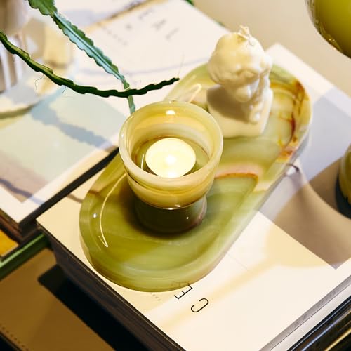 Marble Candle Holder, Empty Tealight Candle Decor Holders, Lime Green - color: Lime Green