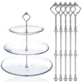 3 Tier Cake Stand Hardware Kits Heavy Duty for Tiered Fruit Cake Plate Stand Stable Handle Fitting Hardware Rod Cupcake Holder Support Silver Crown 5 Sets（Plate not Included） - color: Silver