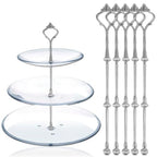 3 Tier Cake Stand Hardware Kits Heavy Duty for Tiered Fruit Cake Plate Stand Stable Handle Fitting Hardware Rod Cupcake Holder Support Silver Crown 5 Sets（Plate not Included） - color: Silver