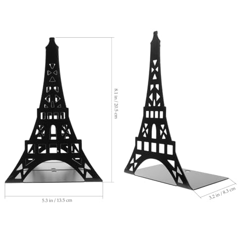 SAFIGLE Tower Shape Metal Bookends 8.07X5.31X3.26 Inch Decorative Black Book Holders Non-Skid Desk Organizer for Home Office Study Shelves - color: Black