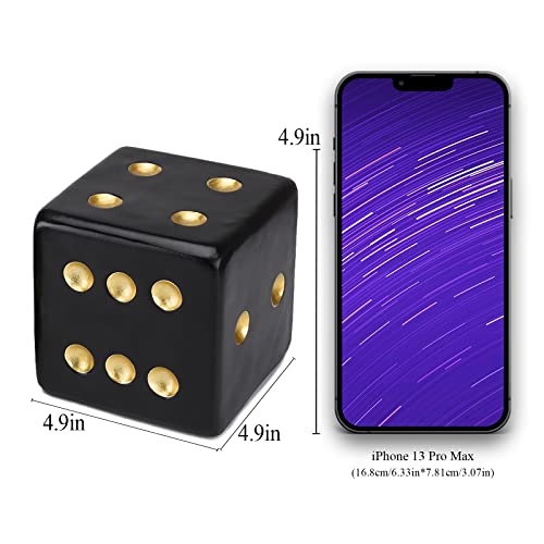 BRABUD Resin Jumbo Dice Decor Black & Gold Dice Statue Living Room Bedroom Office Photographic Decoration 4.9'' TQGJBS378 - color: Black, size: 4.9''