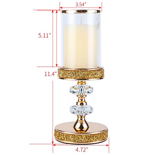 Candle Holder, Pillar Candle Holders, Crystal Candlesticks Holder for Wedding, Parties, Events, Chirstmas,Home Decor, Table Centerpieces CH028D (M) - size: Gold ( M )