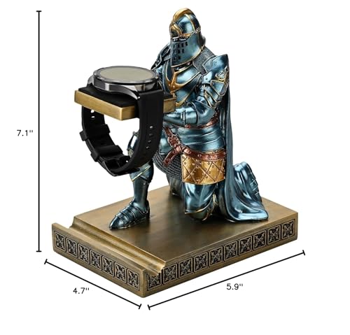 King's Guard Watch Display Stand Eyeglass Jewelry Bracelet Necklace Holder Trays Towers Resin Pen Holder Warrior Knight Mobile Phone Stand for Office & Home (Blue) - color: Blue