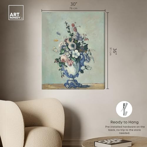 Art Remedy Paul Cezanne-Flowers In A Rococo Vase Vintage Classic Canvas Wall Art, Gallery Wrapped, 30"x36" - color: Gallery Wrapped, size: 36"L x 30"W