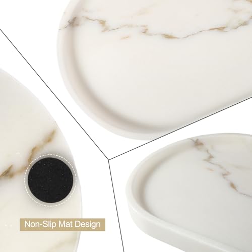 Koville White Marble Tray with Gold Pattern for Bathroom Counter, Stone Trays for Home Decor Marble Vanity Tray, Stone Storage Trays for Perfume, Jewelry, Decorative Tray for Dresser Organizer - color: White Golden Calacatta, size: 12" x 6" x 0.7"