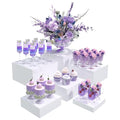 Buffet Risers, Food Display Risers for Party, White Acrylic Risers Display Stand for Buffet Table, Catering Displays for Dessert, Cube Box Nesting Riser with Hollow Bottoms (5"x6"x7"x8"x9"x10" 6 PCS) - color: 5"x6"x7"x8"x9"x10" 6PCS White