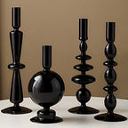 Candle Stick Candle Holder, Glass Candle Holders for Table Centerpiece, Modern Style Black Candle Holder Mixed 4pcs - color: Black