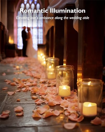 Homemory 72-Pack Novelty Flickering Flameless Tea Lights, 200+Hours Battery Operated, Fake Electric LED Votive Candles for Small Wedding Table Centerpieces, Proposals, Anniversaries - color: Warm White Glow, White Base, size: Pack of 72