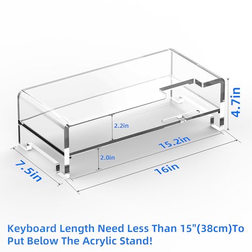 Acrylic Monitor Stand Riser Acrylic Laptop Stand Clear Computer Stand Laptop Riser with Storage Desk Organizer Accessories for Home and Office - style: 16''-2Tier