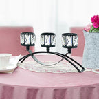 4 Pcs 3-Arm Crystal Tealight Candle Holders, Elegant Metal Arch Candlestick Centerpiece for Wedding, Party, Dining Room Table Decorations, Anniversary (4, Black-3 Arm) - size: Black-3 Arm