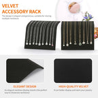 KUKUVR 2 Pieces Velvet Necklace Display Stand, Cambered Jewelry Bracelet Necklaces Pendant Chain Watch Holder Case for Women/Vendors, Jewelry Organizer Storage Tray for Home Selling Show (Black)