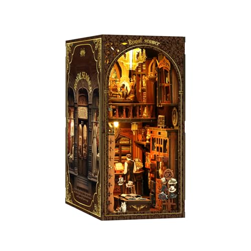 Book Nook Kit - DIY Miniature Dolls House Kit with Furniture and LED Light, 3D Puzzle Wooden Art Bookends, Model Kits for Adults and Teens (Royal Tailor Shop)