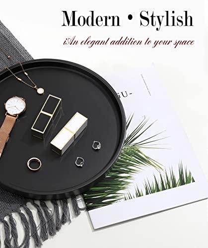 Shinowa Vanity Tray, Resin Bathroom Decorative Tray Catchall Organizer Jewelry Dish Tray for Bathroom Bedroom Counter-top Vanity Organization Vanity Table Jewelry Organizer, Matte Black - color: Black
